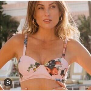 Albion Hailey Pink Underwire Longline Crop Floral Bikini Top